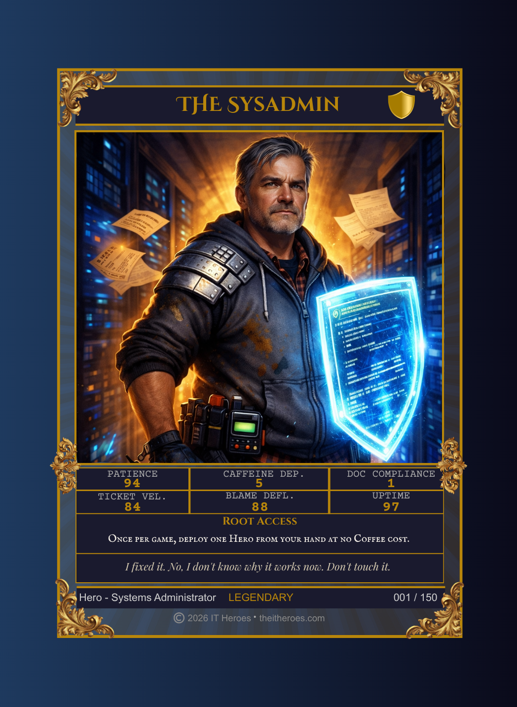 The Sysadmin Supreme — Legendary Hero Card